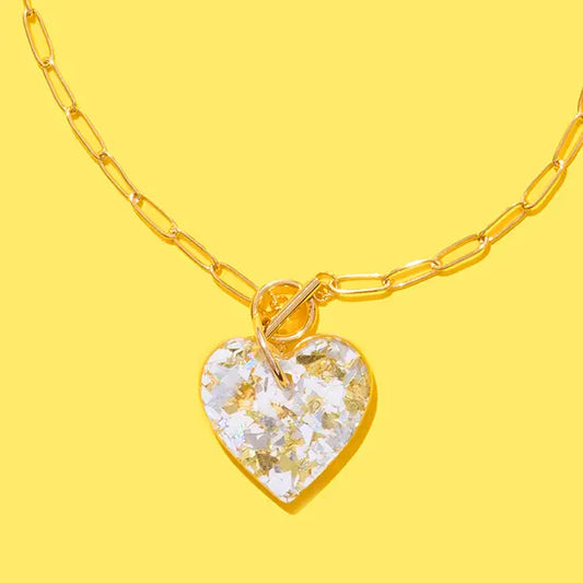 Pearl Confetti Heart Necklace